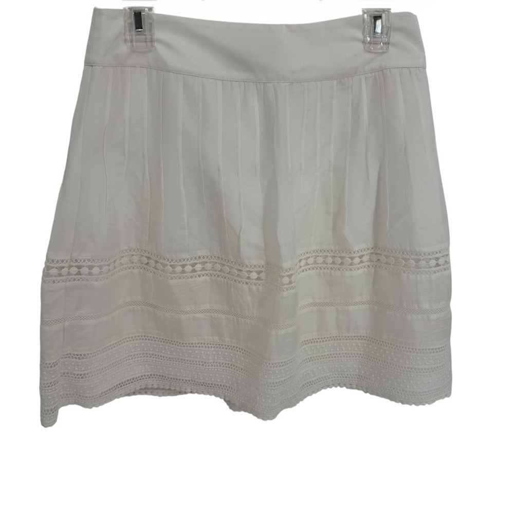Ann Taylor LOFT White Cotton Lined Lightweight Eyelet Skirt Women's Size 6P